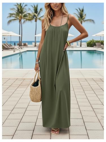 Image of SHENHE Women's Open Back Spaghetti Strap Beach Maxi Dress Loose Flowy Vacation Sundress