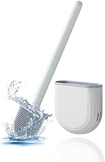 Toilet Brush and Holder Set for Bathroom, Compact Size for Storage and Organization with Ventilation Slots Base, Flexible Toilet Cleaning Bowl Brush Head with Silicone Bristles (1xToilet Brushes)