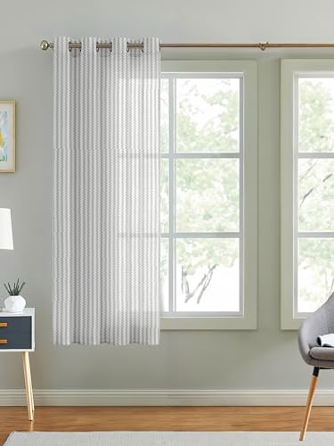 Image of Cortina Polyster Transparent Curtain Set |Window Installation | Bedroom Living Room Kids Room | 5 Feet Window Curtain Pack of 1 | White