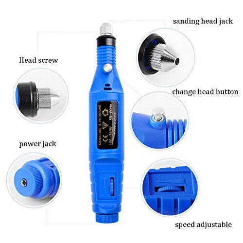 Lima eléctrica para uñas portátil profesional azul miniatura 2