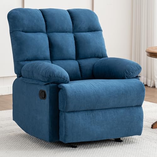 Ketaiyou Overstuffed Manual Rocker Recliner Blue