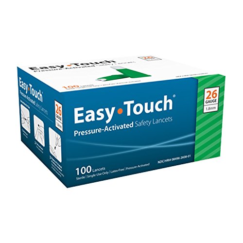 Easy Touch 826081 Pressure Activated SAFETY Lancets, 26 gauge,100 count