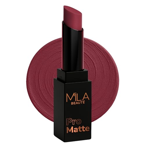 Image of Mila Beaute Pro Matte Lipstick | Highly Pigmented & Long lasting | Semi Matte Finish | Light Weight Lipstick | Single Swipe Application | Luxurious Lip Color | Shade - (Mirabai, 4.2g)
