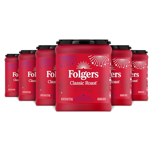 Image of Folgers Classic Roast Medium Roast Ground Coffee, Limited-Edition Canisters for America's 250th Anniversary, 9.6 Oz. (Case of 6)