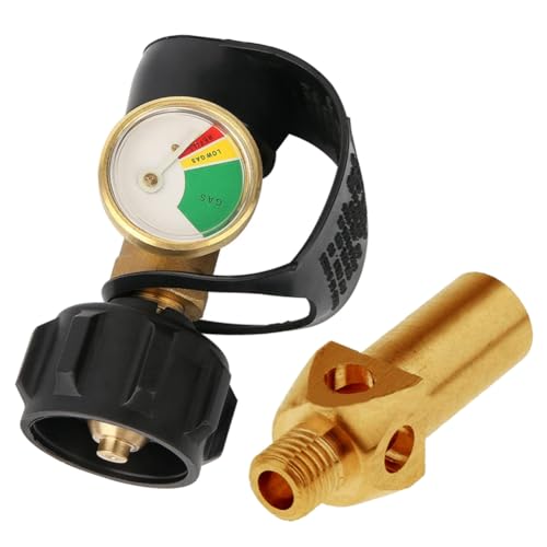Yunnaty Indicador de del Medidor del Tanque de Propano, Detector de Fugas, Medidor de Presión de Gas para Caravana, con Boquilla de Minería de Conexión Tipo 1