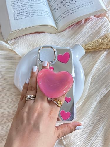 Image of COVERLY for iPhone 14 Plus 3D Luxury Heart Resin Mirror Case,2 in 1 Trendy Pop Cute Makeup Art Love Birds Romantic Phone Holder Dreamy Rose Dreamy Princess Cover for Apple iPhone 14 Plus