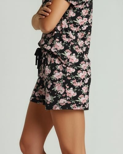 Image of Real Essentials 2 Pack: Women's Short Sleeve Pajama Short Set - Comfy Lightweight Soft Lounge Sleepwear (Plus