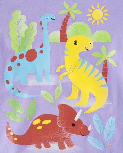 The Children's Place Baby Girl's and Toddler Assorted Everyday Short Sleeve Graphic T-Shirts,multipacks, Purple Dinos/Pink Dinos/Love 3-Pack4