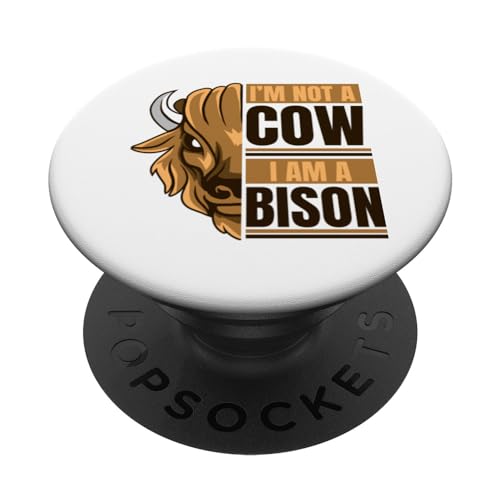 I'm Not A Cow I'm A Bison Buffalo Bovinae Lover Bison PopSockets Swappable PopGrip, Black