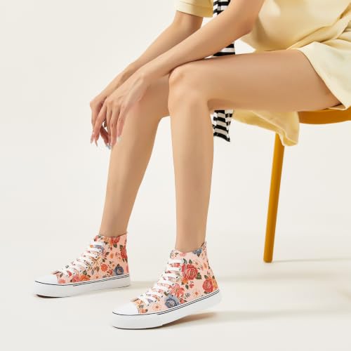 Image of yageyan Womens High Top Canvas Sneakers Fashion White Shoes for Women