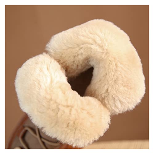 KIFRAL-Boots-for-Men-Womens-Small-Cap-Wool-Snow-Boots-Medium-Flat-Shoes-Round-Pointed-Platform-Shoes-with-Ropes-Black-and-Brown-for-Winter-wear-Color-Brown-Size-25-UK