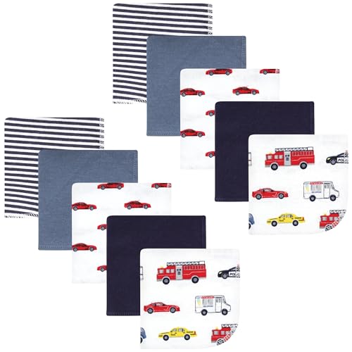 Image of Hudson Baby Unisex Baby Flannel Cotton Poly Washcloths, Going Places 10 Pack, One Size