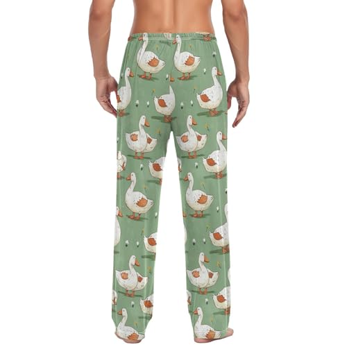 Men’s Cute Ducks Pajama Pants with Pockets, Comfortable Lounge Sleep Bottoms#3792