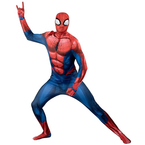 MARVEL Spider-Man Official Adult Deluxe Zentai Costume - Deluxe Two-Way Stretch Spandex with...
