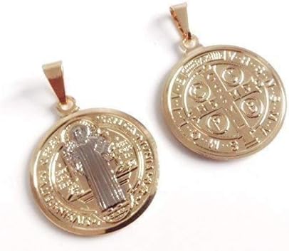 SIFRIMANIA St Benedict Medal 18k Gold Plated 18 Inch Chain San Benito Religious Necklace - Image 3