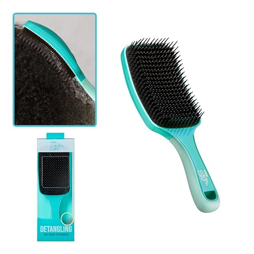 KISS Colors & Care Detangling Two-Tiered Teeth Brush - Reduces Hair Breakage, Double Bristles, Suitable For Wet or Dry Hair, Smooth & Sleek Results, Wide Paddle, Gently Massages the Scalp
