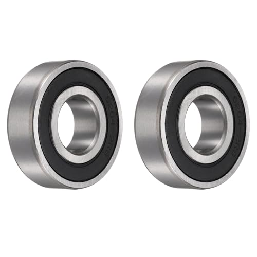 sourcing map 2pcs 6204-2RS Bearing 20x47x14mm, Chrome Steel Double Rubber Seals Precision Bearing, Lubricated Deep Groove Ball Bearings, P6 (ABEC 3)