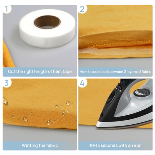 140 yards stitch witchery hemming tape 1 inch iron hemming tape 2 rolls iron on tape for hemminghem tape no sewing fusible tape adhesive wonder web for curtain pants clothes