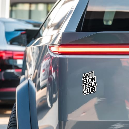 Image of Magnet Me Up Anti-Elon Tesla Club Car Magnet- Funny Political Magnetic Decal, 5x4 Inches Anti-Billionaire Satire, Weatherproof UV Vinyl, Strong Hold for Cars, Lockers, Fridges- Made in USA