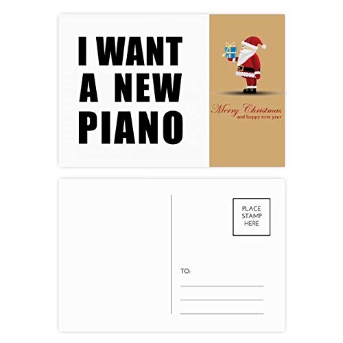 Cartes postales I Want A New Piano Père Noël pour correspondance de fête (Lot de 20)