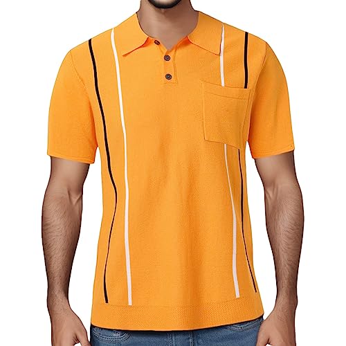 Polo en tricot homme chic avec poche contrastée rétro élégant