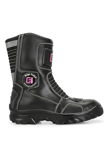 Image of Eego Italy Women's Biker boot /Motorcycle riding boot, real leather upper & anti slip sole with steel toe protection, padded socks, 3M Reflectors,lace free, with rubber gear protector