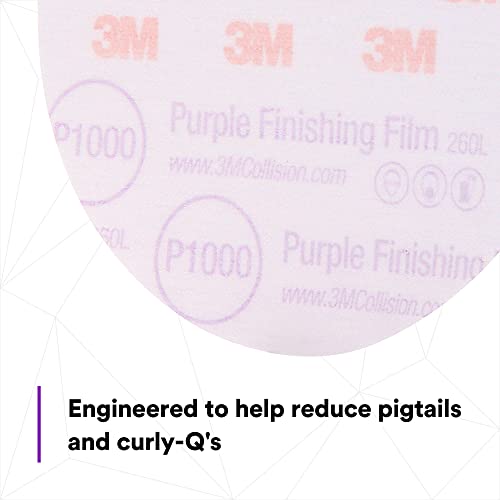 Image of 3M Hookit Purple Finishing Film Abrasive Disc 30669, 6 in, 1000+ Grade, 50 Pack, Clear Coat Sanding, Paint Finishing, Defect Removal, Long Lasting