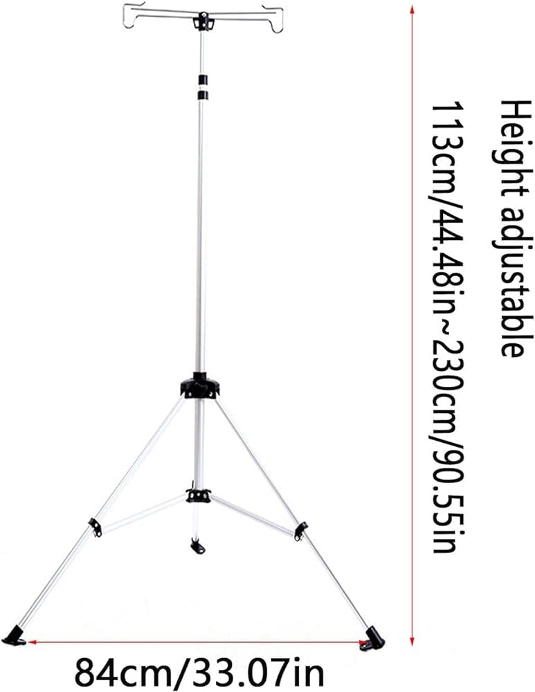FERDUS Porta sueros hospitalario Poste Intravenoso Trípode Médico Portátil del Soporte De La Bolsa De Goteo IV del Soporte del Goteo del 113~230cm