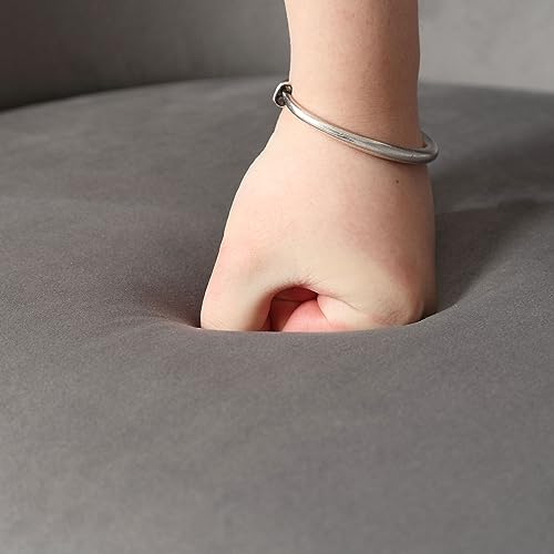 DM Furniture Modern Velvet Dining Chairs Set of 4 Contemporary Kitchen & Dining Room Chairs with Arms Upholstered Barrel Metal Frame 22" Wide Accent Chairs for Bedroom/Living Room, Grey