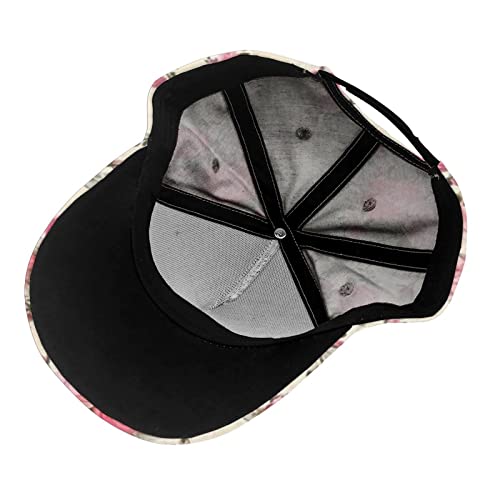 Pink Floral Baseball Cap For Women Fashionable White Adjustable Dad Hat Low Profile Running Hat For Hiking Travel Sun Protection #TOP3