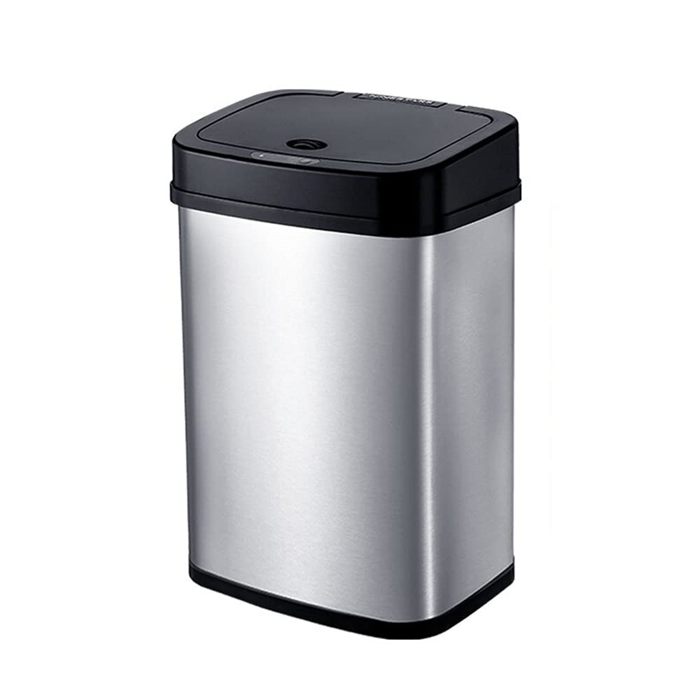 Smart Sensor Trash Can, Household Stainless Steel with Cover Automatic Opening/closing Lid 15L Capacity Bathroom Electric Sanitary Bucket