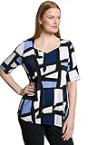 hochwertige Slinkyqualität Ulla Popken Damen große Größen Übergrößen Plus Size Slinkyshirt, grafischer Druck, Herzausschnitt, Halbarm salsarot 54+ 807346524-54+