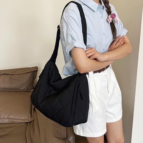 Image of Puffer Hobo Bag for Women Large Quilted Puffy Handbag Lightweight Quilted Carryall Shoulder Bag for Work Travel Gym