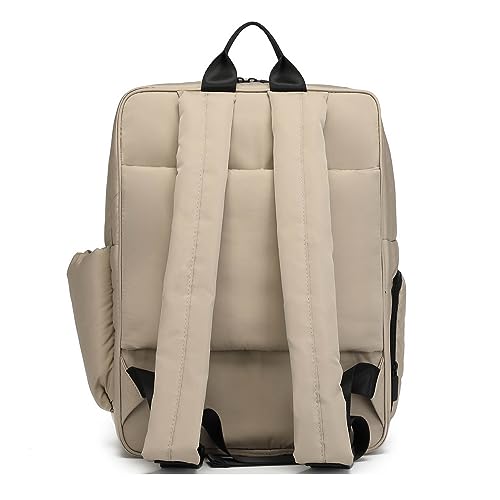 Quilted Puffer Backpack Puffy Daypack with Shoe Compartment for Women Ladies Travel Casual Water Resistant (Khaki)2