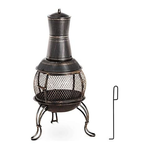 Uniprodo Steel Chiminea Chimney Fire Pit Garden Chiminea Patio Heating 90cm 360° View UNI_G_CHIMNEY_06 (Height 90cm, Fuels: Wood, Coal, Charcoal) Cover