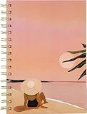 WORLD TRAVELER Eccolo Spiral Lined Journal Notebook, Writing Hardcover Journal, 192 White Lined Paper Pages, Beach at Sunset, Inspirational journal for women (6x8 inches)