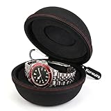 Korwuira Single Travel Watch Case, Impact-Resistant Watch Storage Box for Men Women, Portable Hard Shell Watch Pouch from Ballistic Nylon for Travel Gym, Fits 35–52mm Watch Face Including Crown