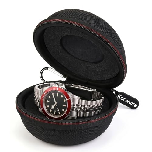 Korwuira Single Travel Watch Case Impact-Resistant Watch Storage Box for Men Women Portable Hard Shell Watch Pouch from Ballistic Nylon for Travel Gym Fits 3552mm Watch Face Including Crown