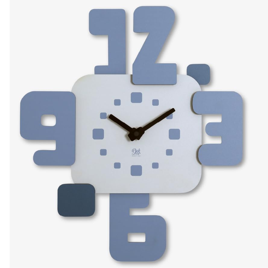 DEKORI - Orologio da Parete Moderno in Legno, Design Minimal a Numeri Grandi 43x48 cm - Artigianale 100% Made in Italy - Silenzioso, Ideale per Casa e Ufficio - Idea Regalo - (Nordik)