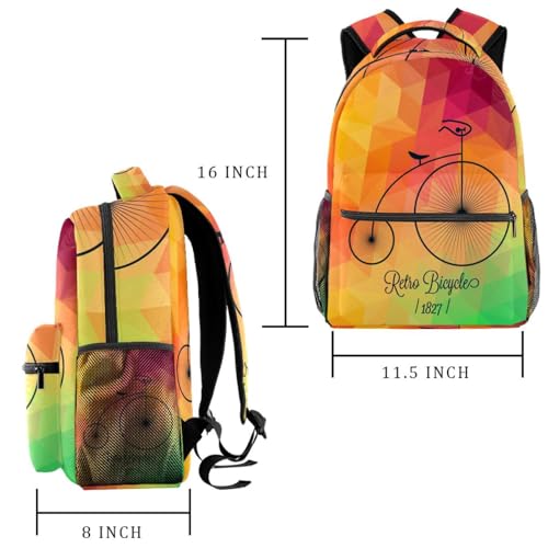 Sac à dos d'école multicolore de 40cm pour ados et vélo rétro