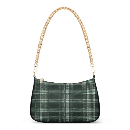 Shoulder Bags for Women Green Glen Plaid Tote HandBag Shoulder Bags purse with Chain Zipper Closure