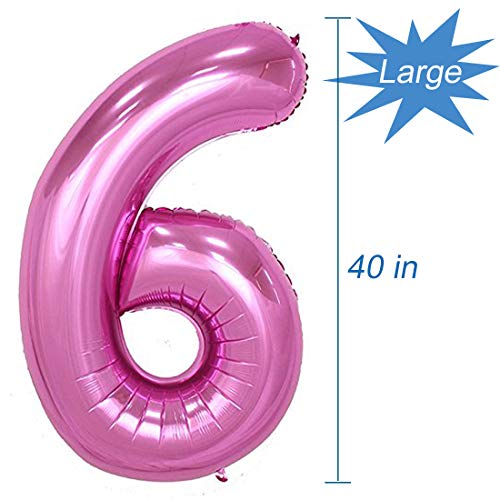 Tellpet Pink Number 6 Balloon, 40 Inch #TOP2