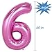 Tellpet Pink Number 6 Balloon, 40 Inch