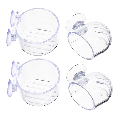 HANABASS Red Feeder Cup with Cup for Fish Tank 4pcs Aquarium Fish Food Feeder Cup