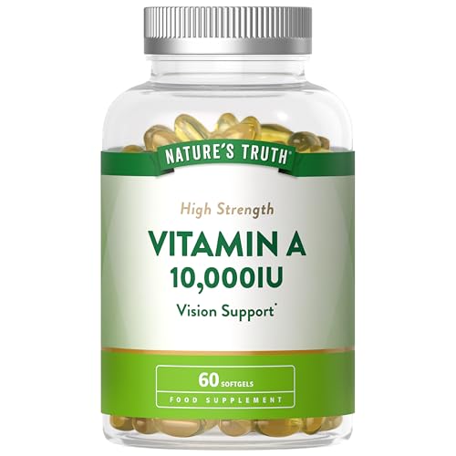 Vitamin A Capsules 10,000IU | High Strength Supplement | Retinyl Palmitate | 60 Softgels | Nature's Truth