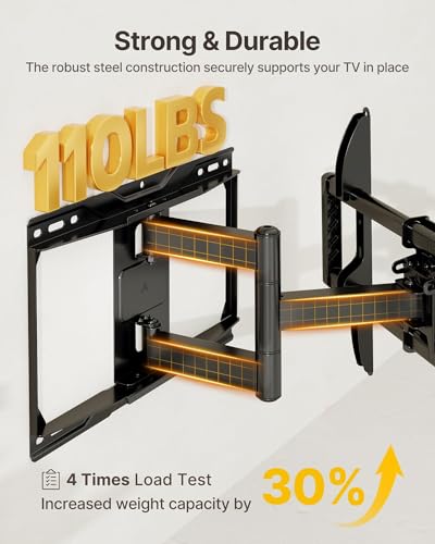 Image of monTEK Full Motion TV Wall Mount for 37-84 Inch TVs, TV Mount Bracket with Articulating Arms, Tool-Free Tilt & Swivel, Extension, Max VESA 600x400mm, Fits 12 inch /16 inch Wood Studs, Up to 110lbs, 4X Tested