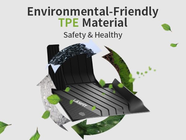Image of LASFIT Floor Mats for BMW X3 2018-2024 /X4 2019-2025 30i M40i 30e M40i | All Weather TPE Custom Fit Weather Waterproof Floor Liners, 1st & 2nd Row Car Mats Accessories, Black