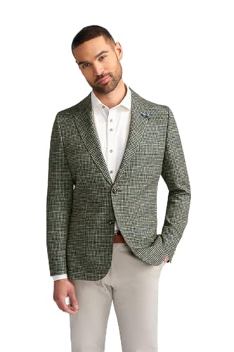 Men’s and Boys Tweed Houndstooth Green Blazer, Father-Son Attire for Formal Occasions