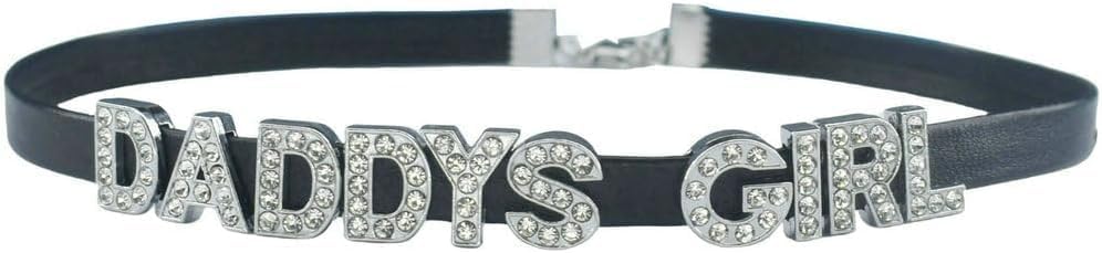 DADDY'S Sexy Choker Necklaces Matching Couple Women's Cosplay Lingerie,Cute Kawaii Rhinestone PU Collar Necklace For Lover's Bikini,Faux Leather Choker Jewelry For Women Honey Princess