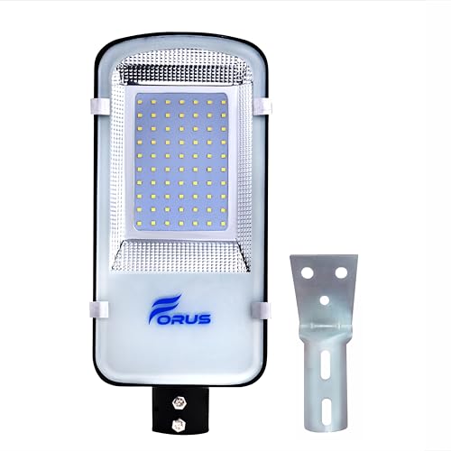 Image of Forus 50W LED Street Light with Clamp, IP66 Waterproof Outdoor LED Street Light, High Lumen 6000lm Daylight White, Aluminium Body for Road, Parking Lot, Garden & Industrial Outdoor Lighting (1 Pc)